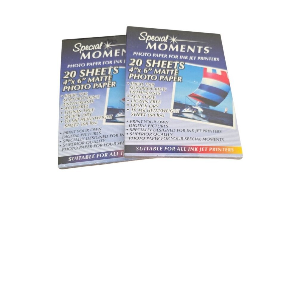 2 Pks Special Moments Digital Photo Paper Ink Jet Printer Matte 20 Sheet ea 4X6